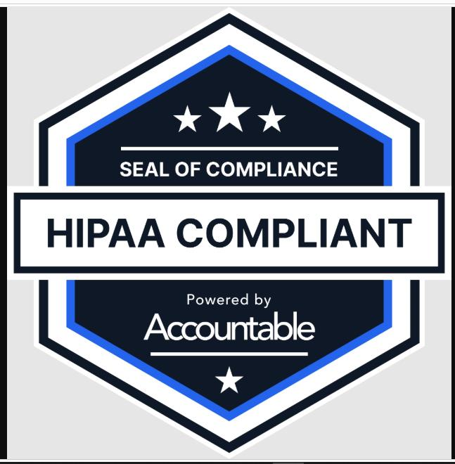 HIPAA Compliant seal of compliance, powered by Accountable